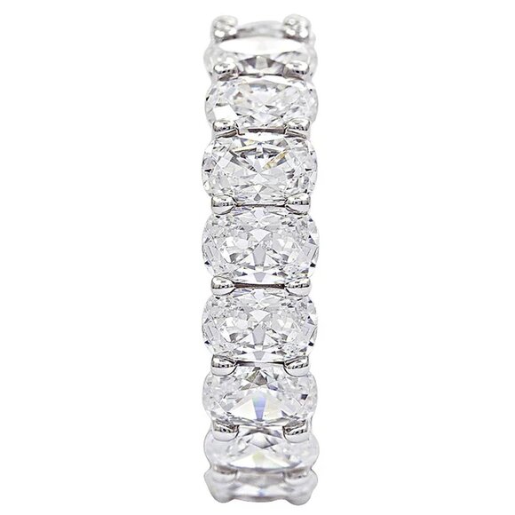 Diamonique 8.50 cttw Oval Eternity Band Ring, Platinum Clad Size 8 - Picture 2 of 4